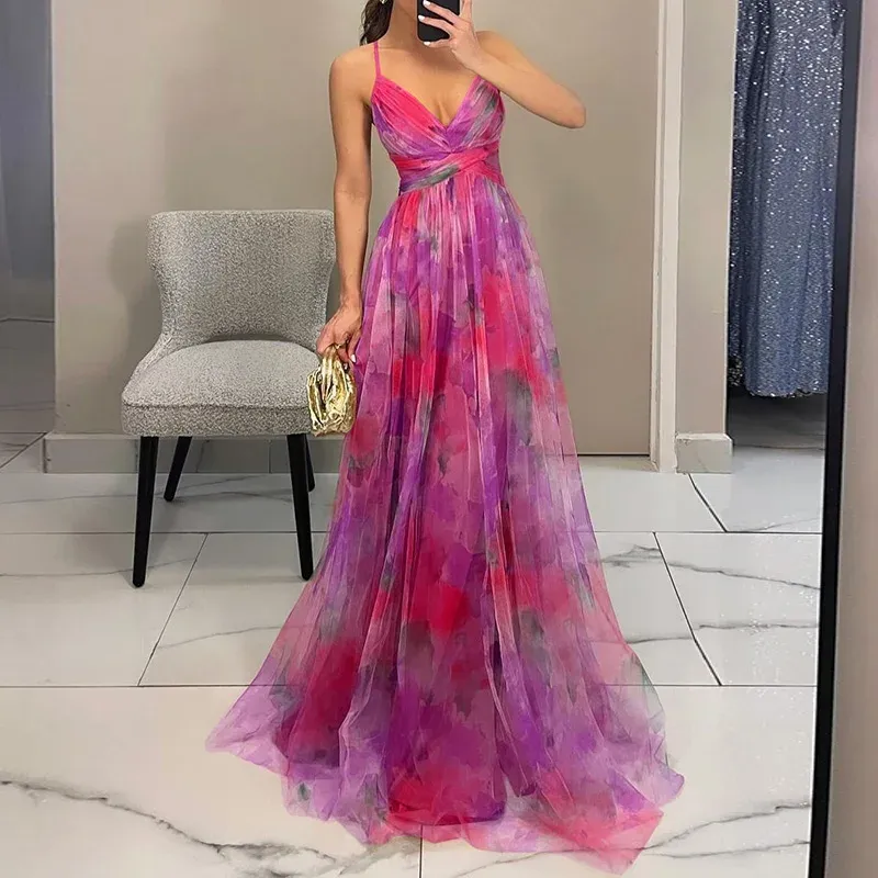 Kelly | Women’s Glamorous Maxi Wedding Guest Dress with V-Neck - Image 4