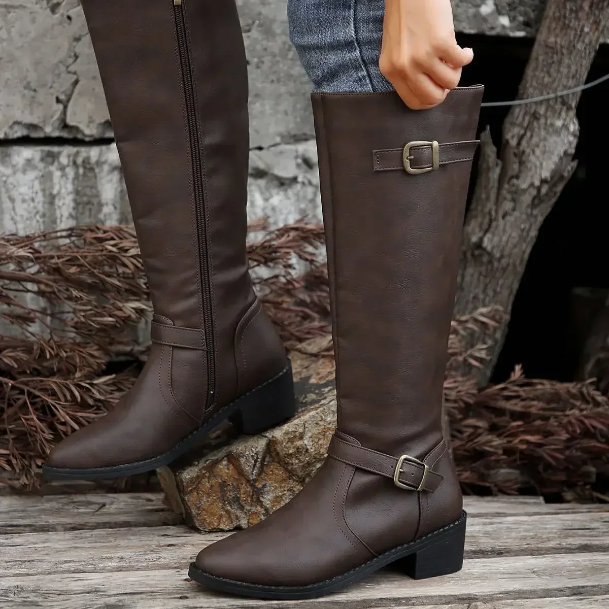 Lauren | Women’s Classic Knee High Boots with Buckle Straps - Image 10
