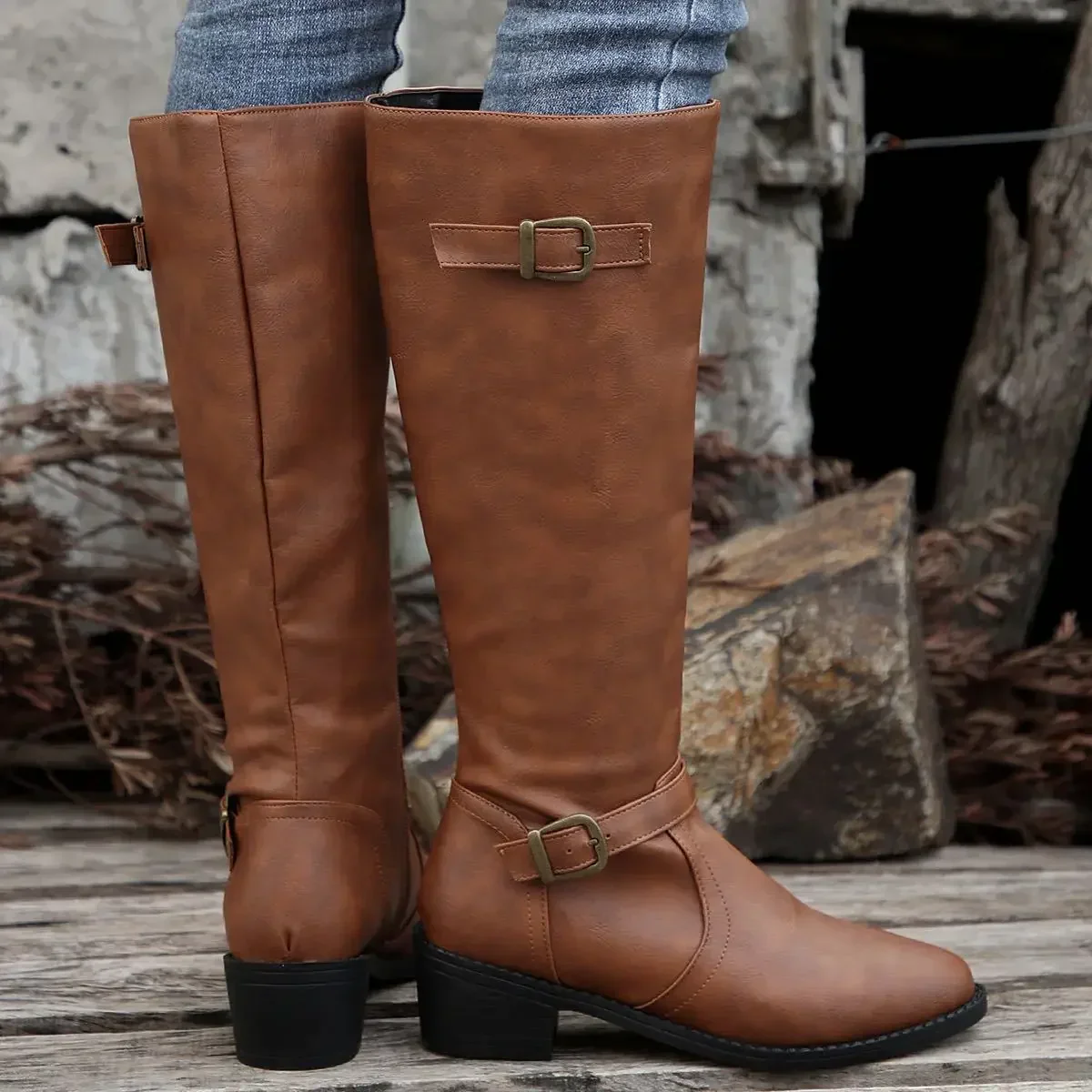 Lauren | Women’s Classic Knee High Boots with Buckle Straps - Image 15