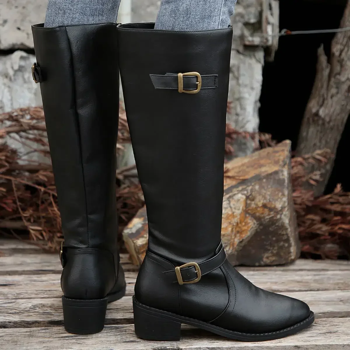 Lauren | Women’s Classic Knee High Boots with Buckle Straps - Image 6