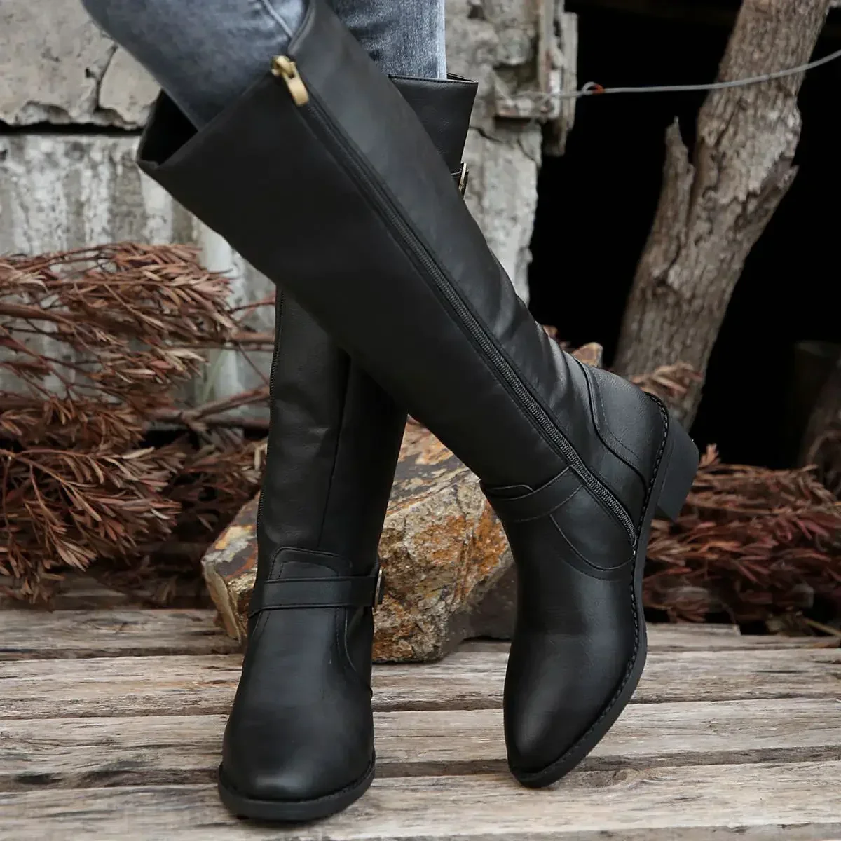Lauren | Women’s Classic Knee High Boots with Buckle Straps - Image 7