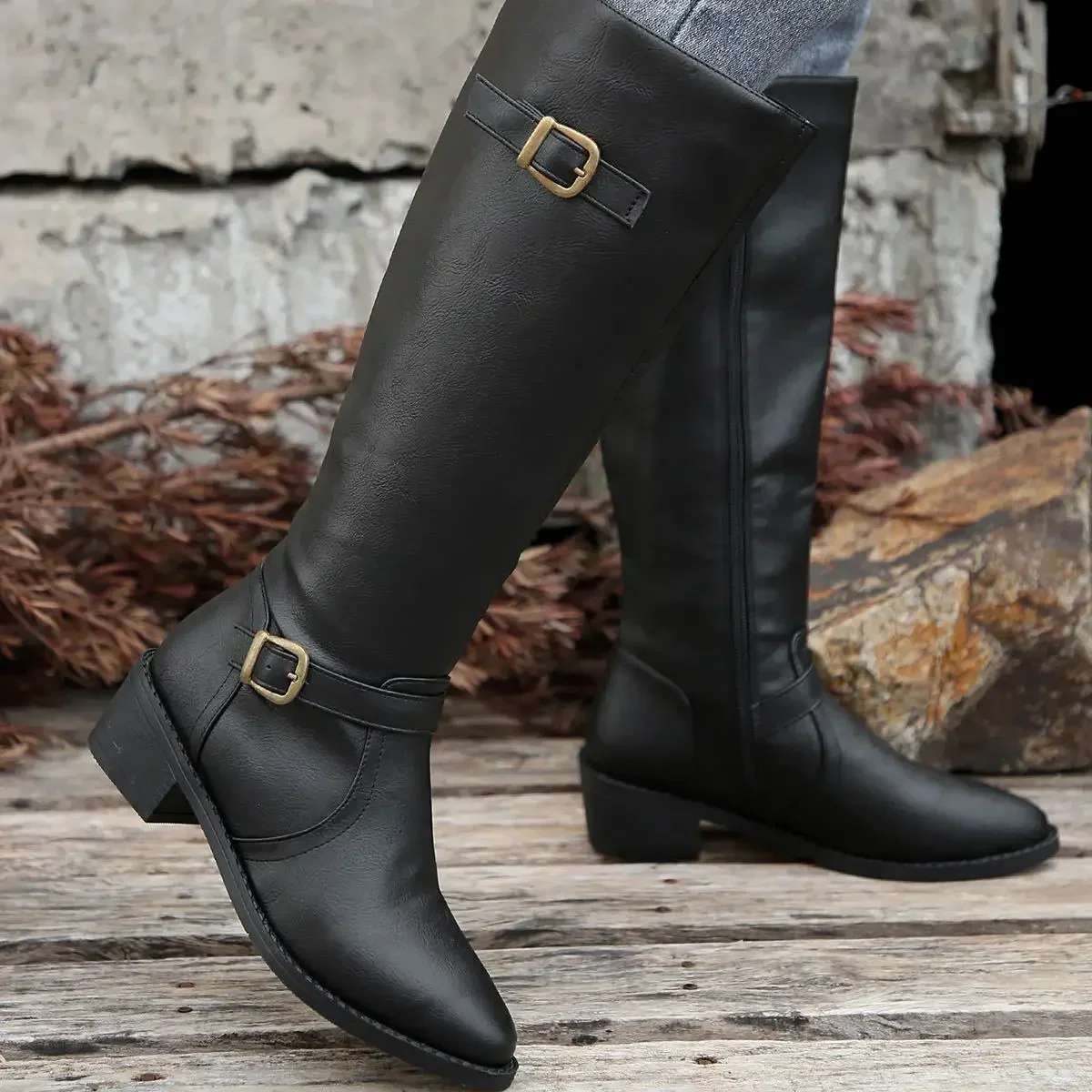Lauren | Women’s Classic Knee High Boots with Buckle Straps - Image 8