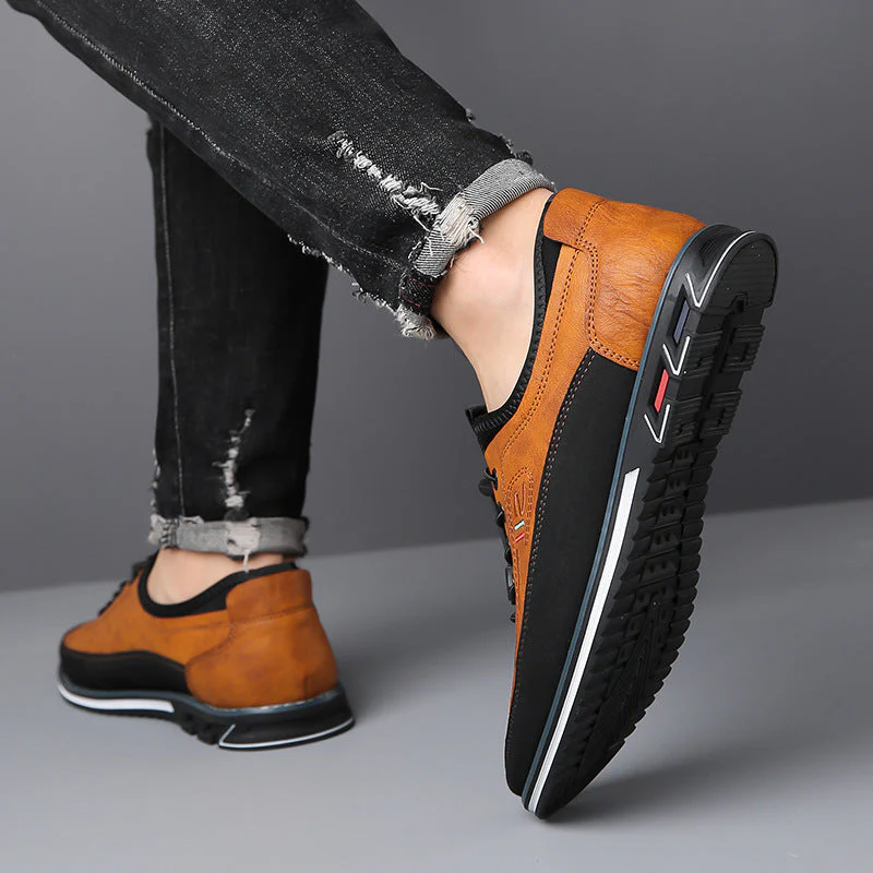 Lewis | Men’s Casual Leather Barefoot Shoes with Lace-Up Design - Image 3