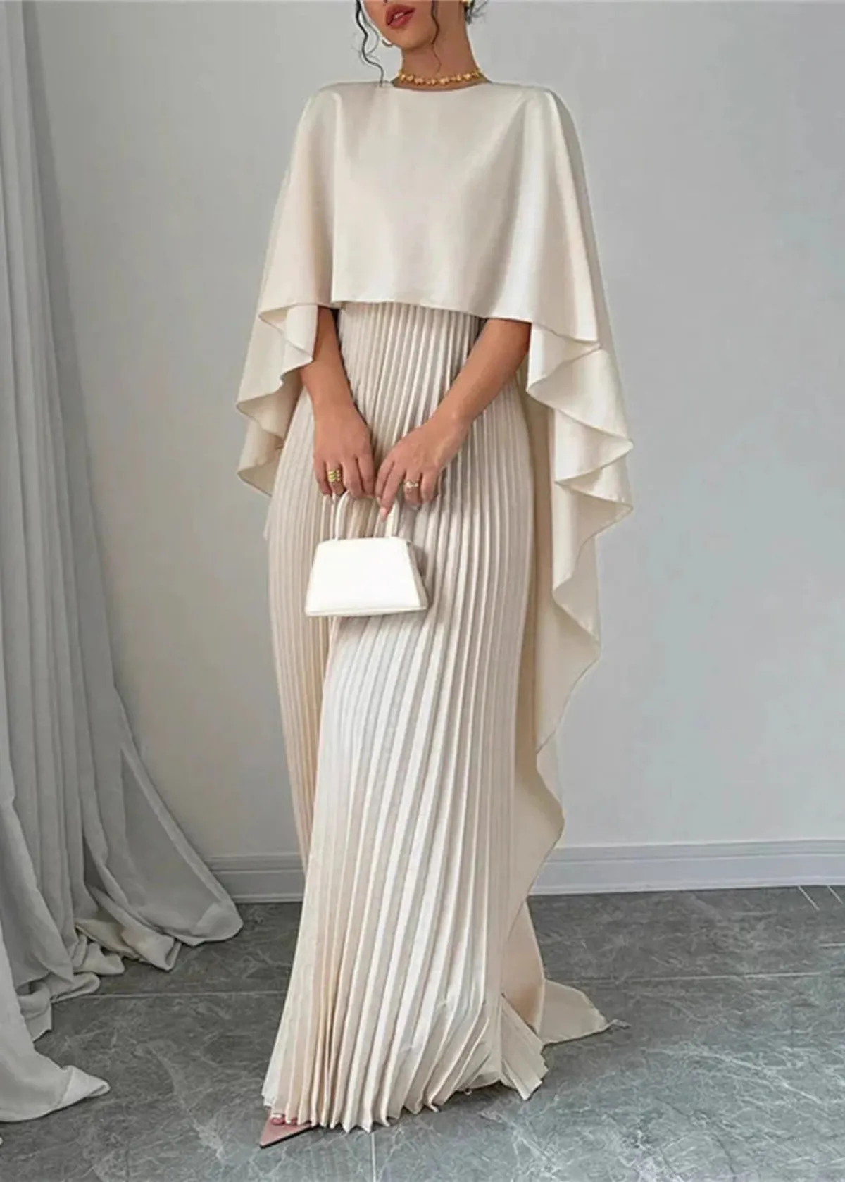 Louise | Women’s Stylish Maxi Wedding Guest Gown with Cape - Image 3