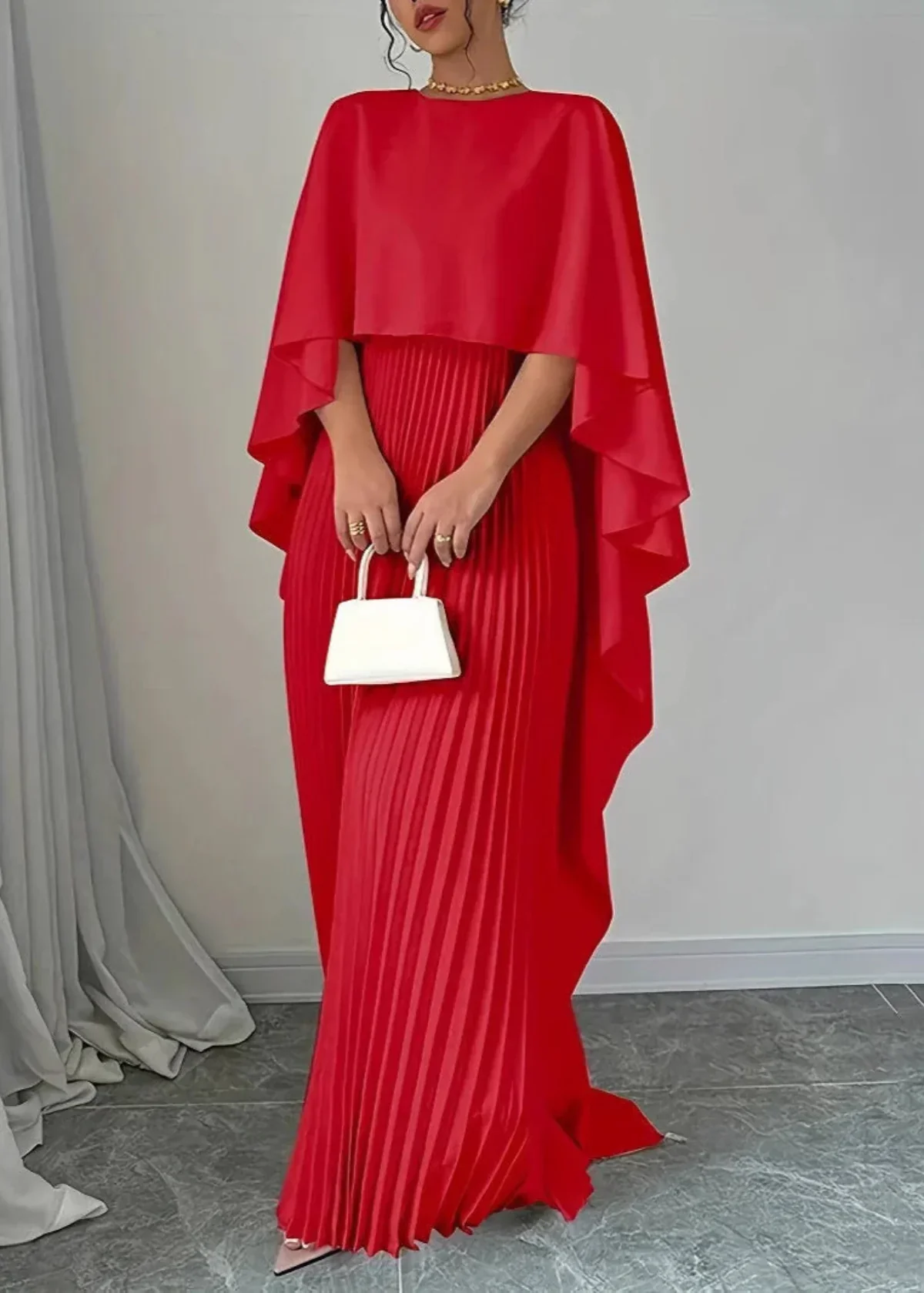 Louise | Women’s Stylish Maxi Wedding Guest Gown with Cape - Image 4