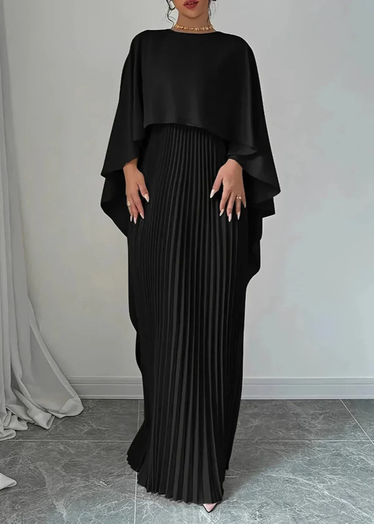 Louise | Women’s Stylish Maxi Wedding Guest Gown with Cape - Image 5