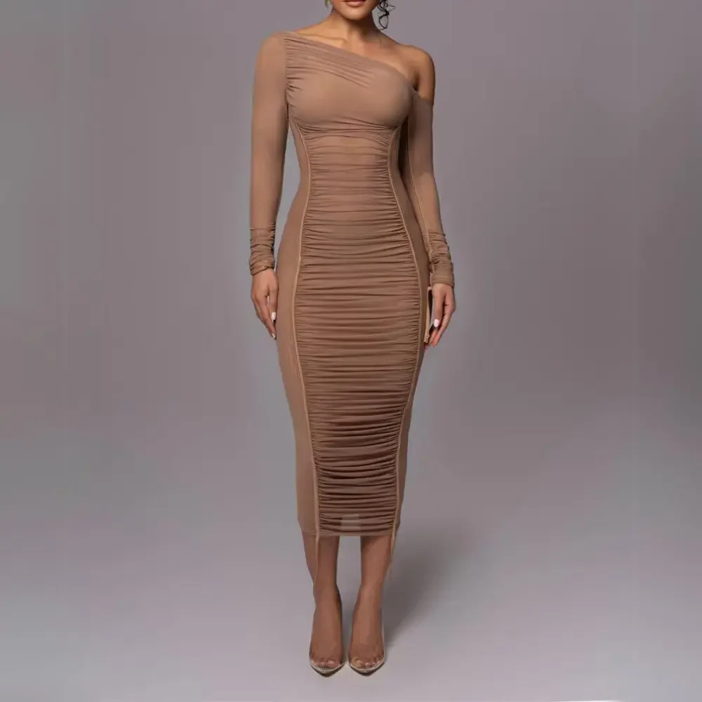 Mabel | Women’s Midi Bodycon Cocktail Dress with One Shoulder - Image 5