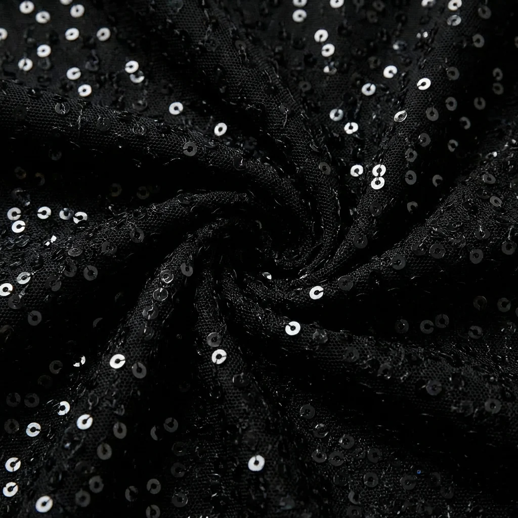 Maria | Women’s Black Sequin Midi Cocktail Dress with Long Sleeves - Image 4