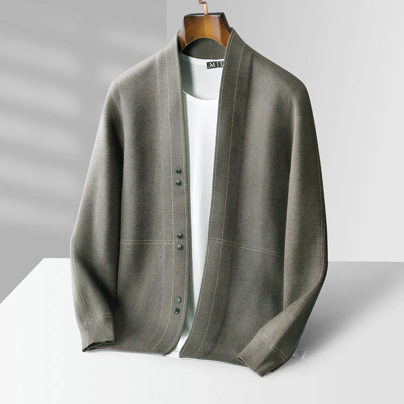 Mason | Men’s Casual Button Front Cardigan with Plaid Pattern - Image 4