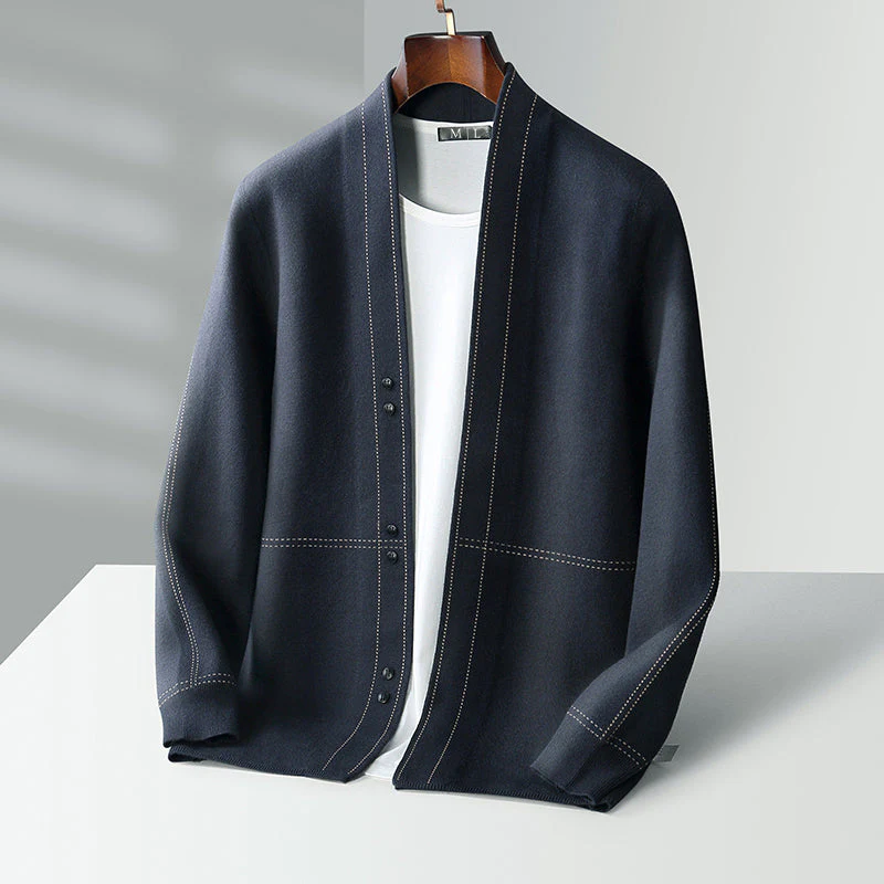 Mason | Men’s Casual Button Front Cardigan with Plaid Pattern - Image 5