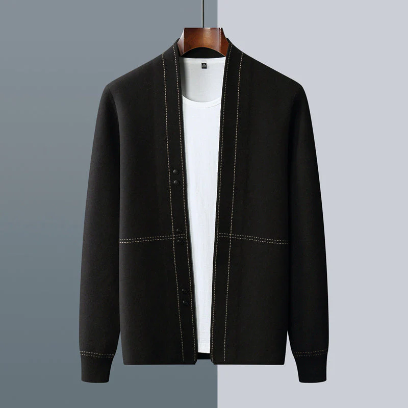 Mason | Men’s Casual Button Front Cardigan with Plaid Pattern - Image 6