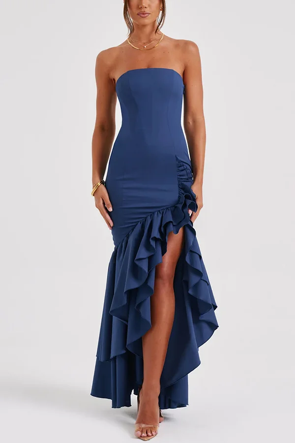 Melanie | Women’s Elegant Maxi Prom Dress with Ruffle Hem - Image 10