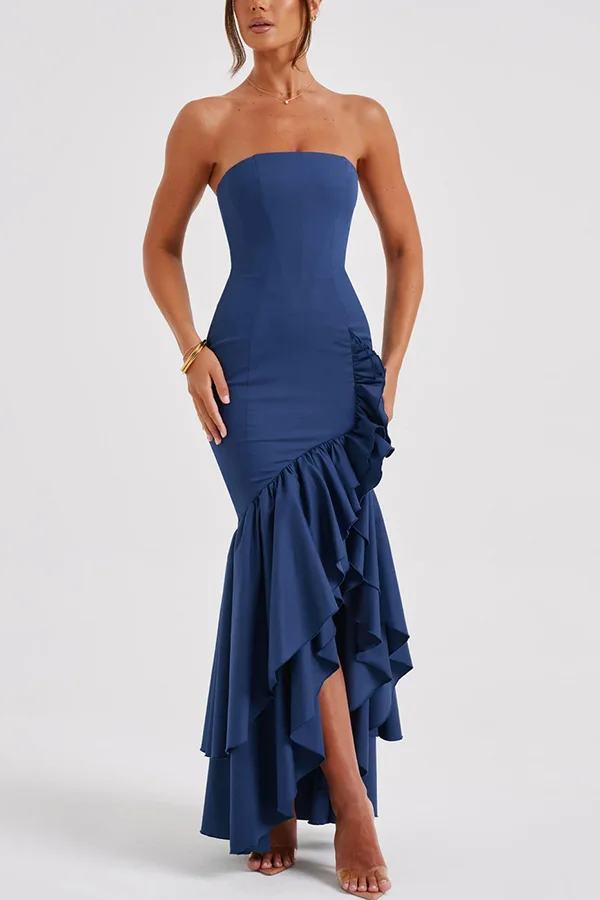 Melanie | Women’s Elegant Maxi Prom Dress with Ruffle Hem - Image 11