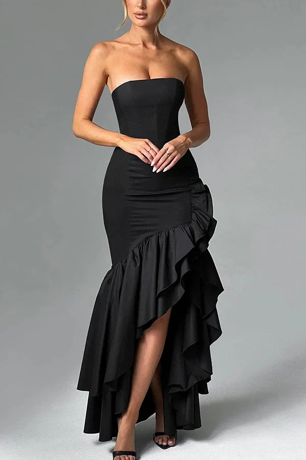 Melanie | Women’s Elegant Maxi Prom Dress with Ruffle Hem - Image 14