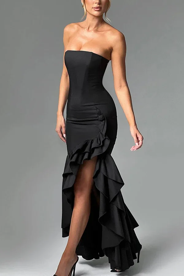 Melanie | Women’s Elegant Maxi Prom Dress with Ruffle Hem - Image 16