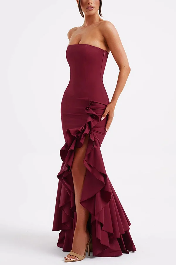 Melanie | Women’s Elegant Maxi Prom Dress with Ruffle Hem - Image 17