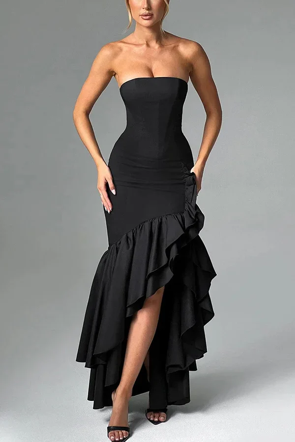 Melanie | Women’s Elegant Maxi Prom Dress with Ruffle Hem - Image 3