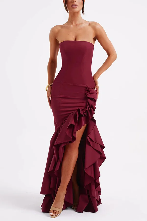 Melanie | Women’s Elegant Maxi Prom Dress with Ruffle Hem - Image 4
