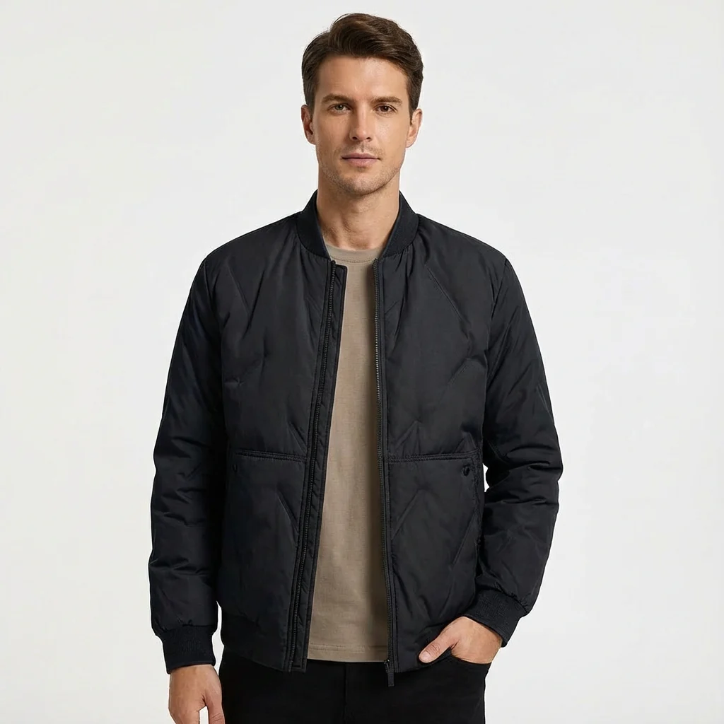 Nathan | Men’s Casual Quilted Bomber Jacket with Zip Front - Image 5