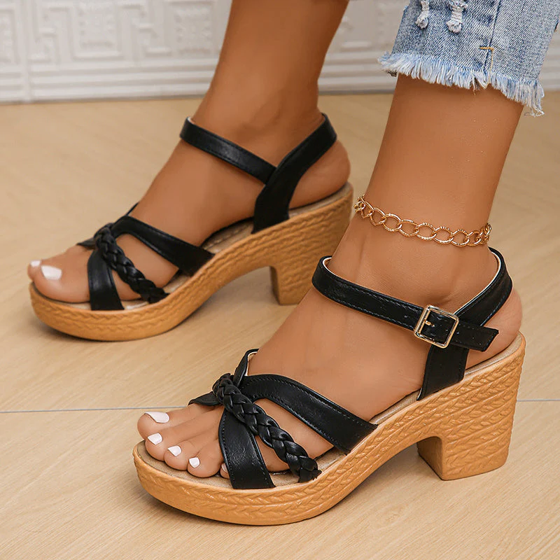Niamh | Women’s Elegant Platform Sandals with Braided Strap - Image 3