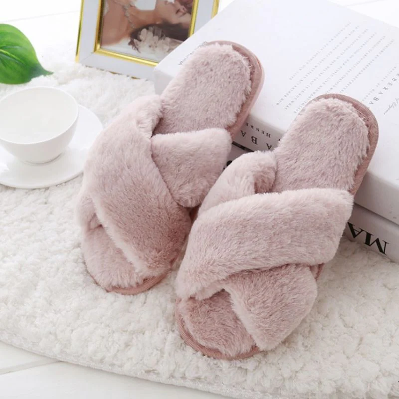 Nicola | Women’s Comfy Slippers with Faux Fur Cross Strap - Image 5
