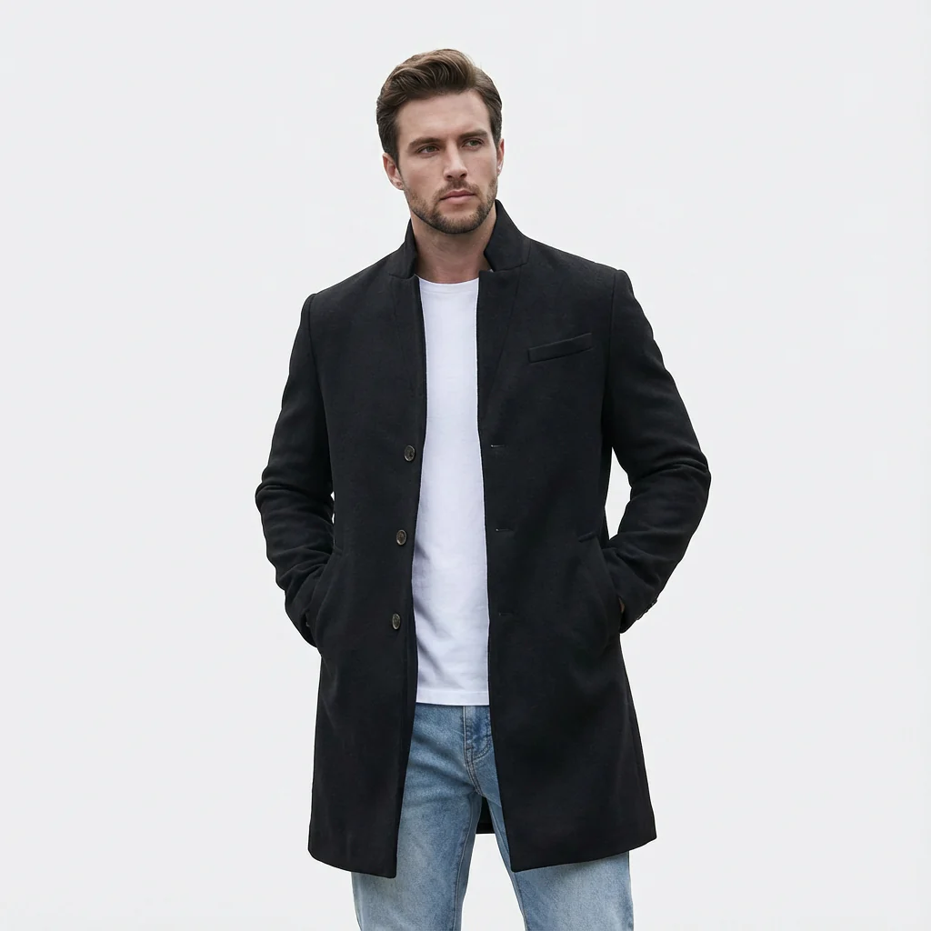 Oliver | Men’s Spring Long Coat with Button Front - Image 3