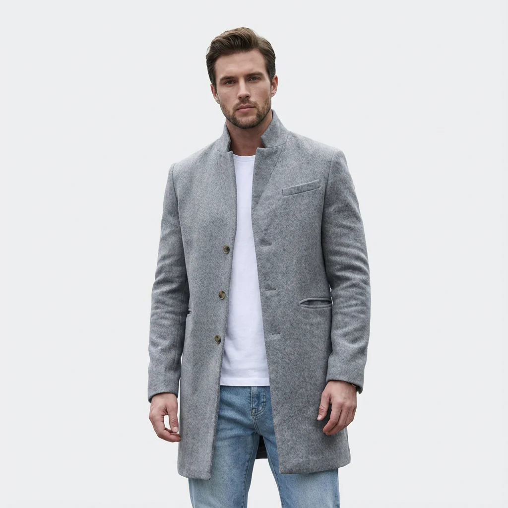 Oliver | Men’s Spring Long Coat with Button Front - Image 4