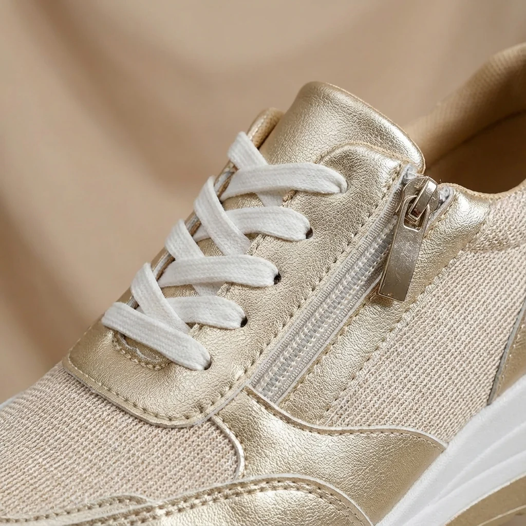 Olivia | Women’s Stylish Wedge Trainers with Side Zip - Image 3