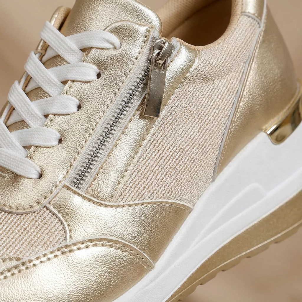 Olivia | Women’s Stylish Wedge Trainers with Side Zip - Image 4