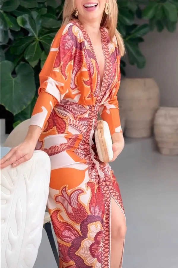 Ophelia | Women’s Trendy Midi Summer Dress with Side Slit - Image 3