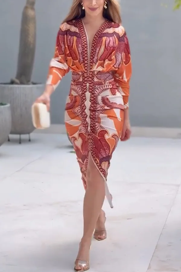 Ophelia | Women’s Trendy Midi Summer Dress with Side Slit - Image 5