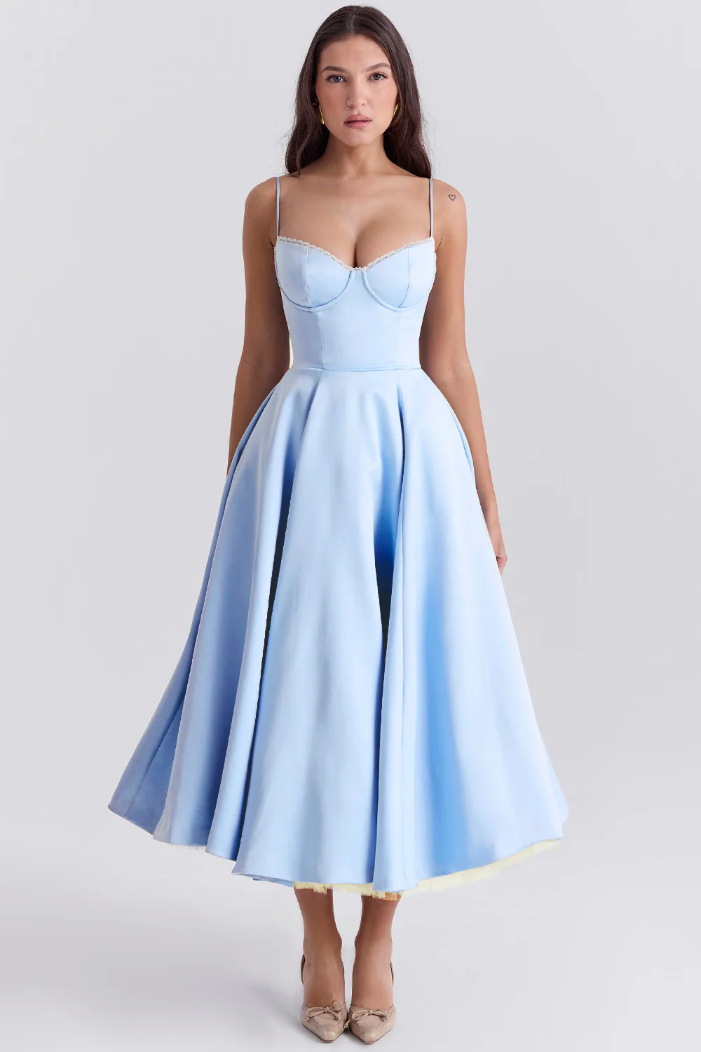 Paige | Women’s Elegant Midi Bridesmaid Dress with Corset Bodice - Image 11