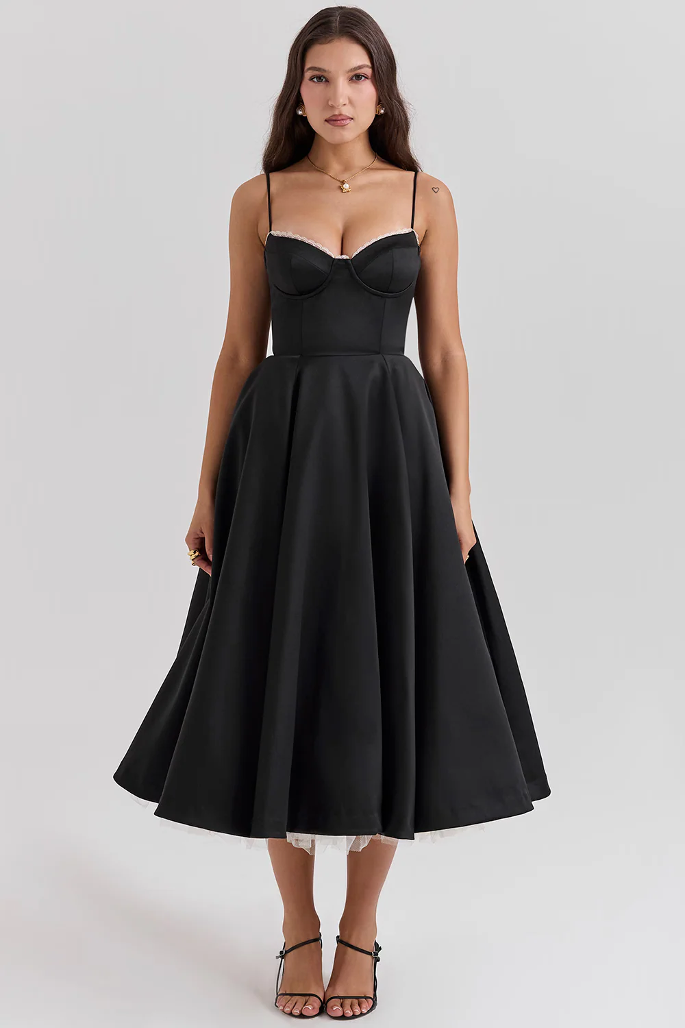 Paige | Women’s Elegant Midi Bridesmaid Dress with Corset Bodice - Image 14