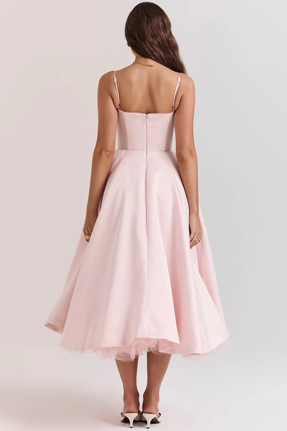 Paige | Women’s Elegant Midi Bridesmaid Dress with Corset Bodice - Image 4