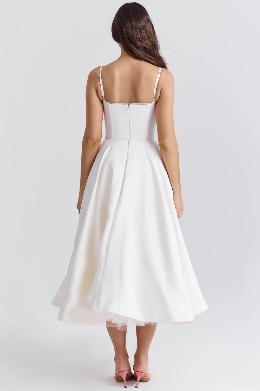 Paige | Women’s Elegant Midi Bridesmaid Dress with Corset Bodice - Image 6