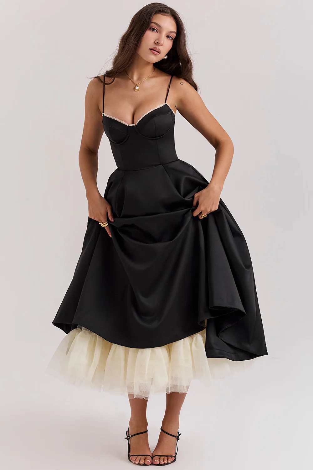 Paige | Women’s Elegant Midi Bridesmaid Dress with Corset Bodice - Image 7