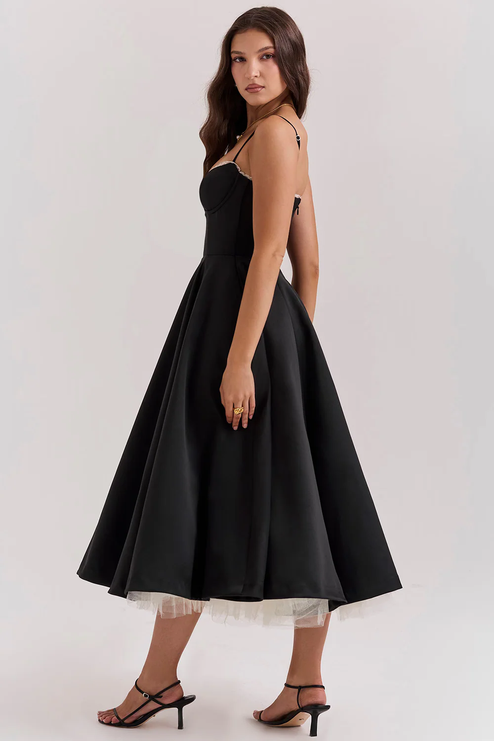 Paige | Women’s Elegant Midi Bridesmaid Dress with Corset Bodice - Image 8