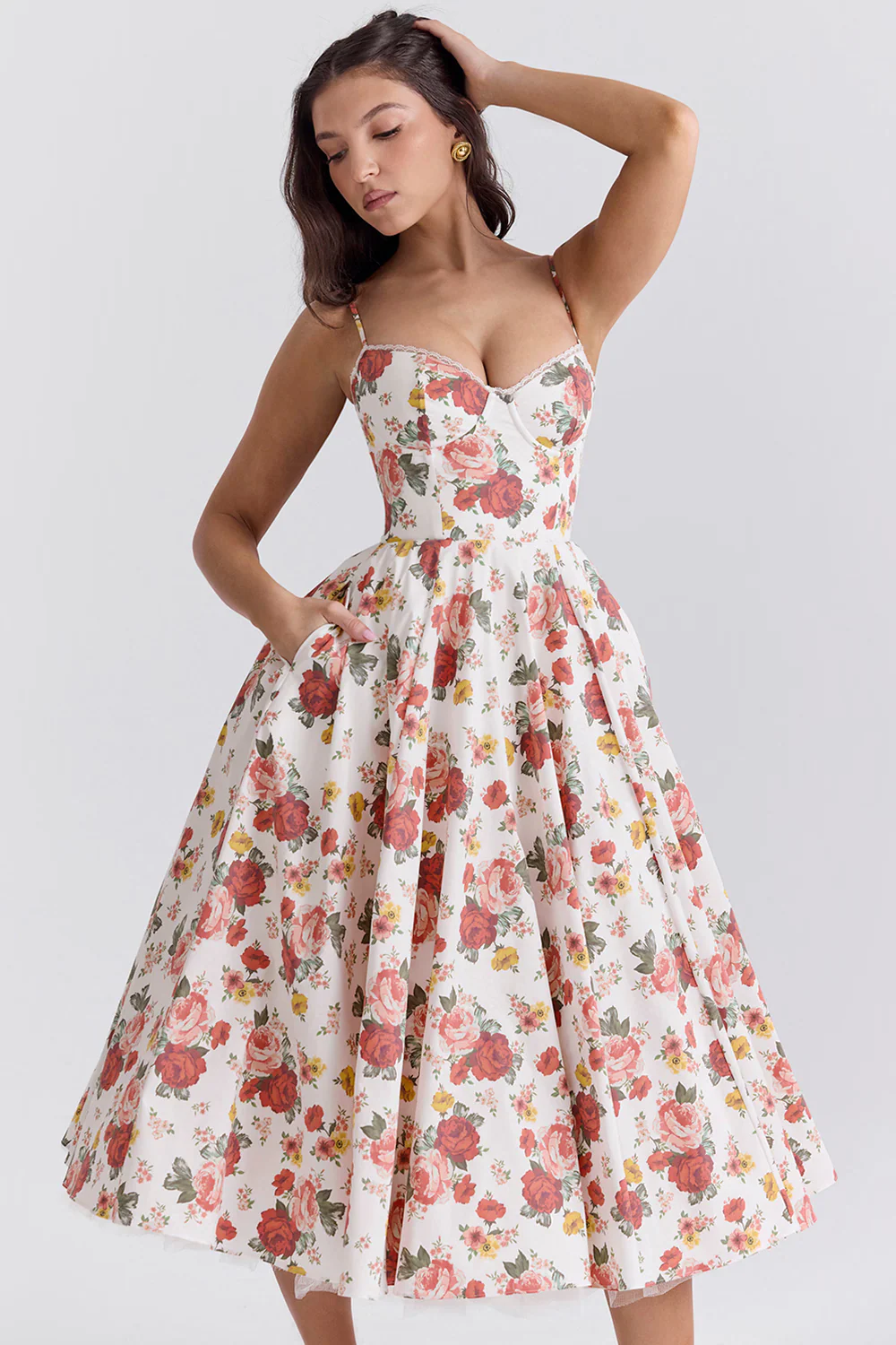 Paige | Women’s Elegant Midi Bridesmaid Dress with Corset Bodice - Image 9