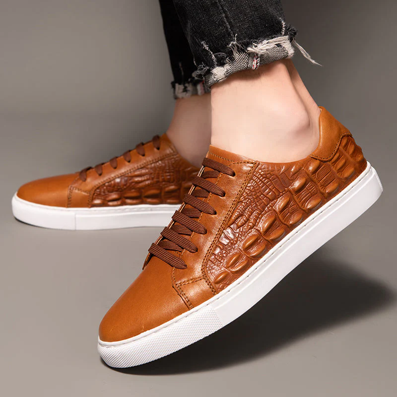 Pauline | Casual Women’s Trainers with Croc-Embossed Panels - Image 3