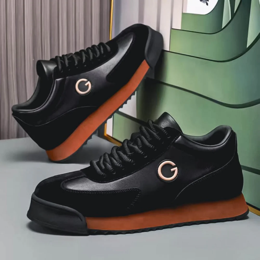 Rhys | Casual Leather Men’s Trainers with Lace-Up Design - Image 3