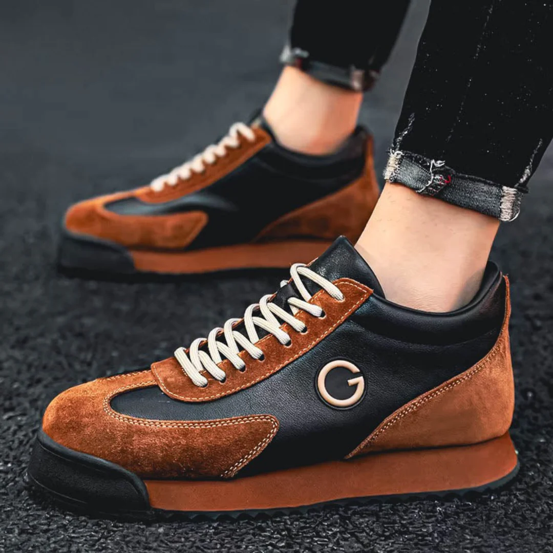 Rhys | Casual Leather Men’s Trainers with Lace-Up Design - Image 9