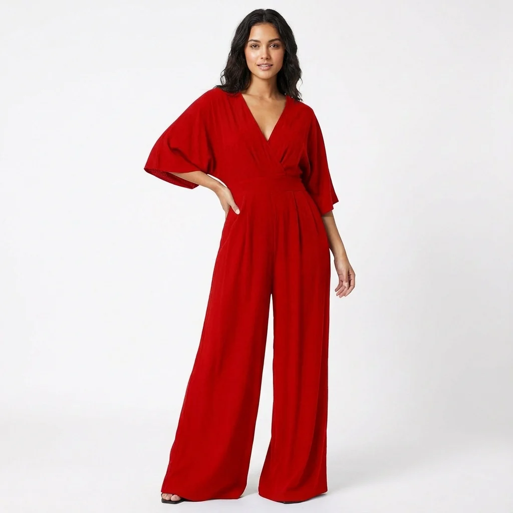Rosie | Women’s Elegant Wide-Leg Jumpsuit with Half Sleeve - Image 4