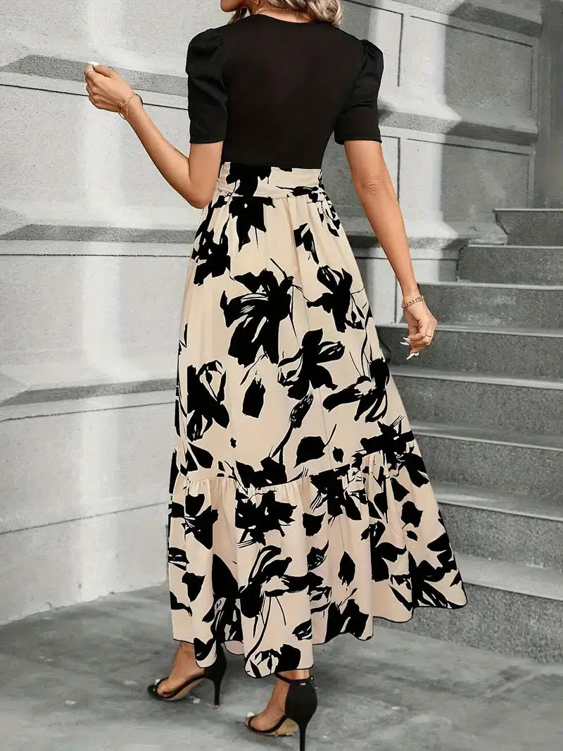 Ruby | Women’s Floral Maxi Wedding Guest Dress with Tie Waist - Image 2