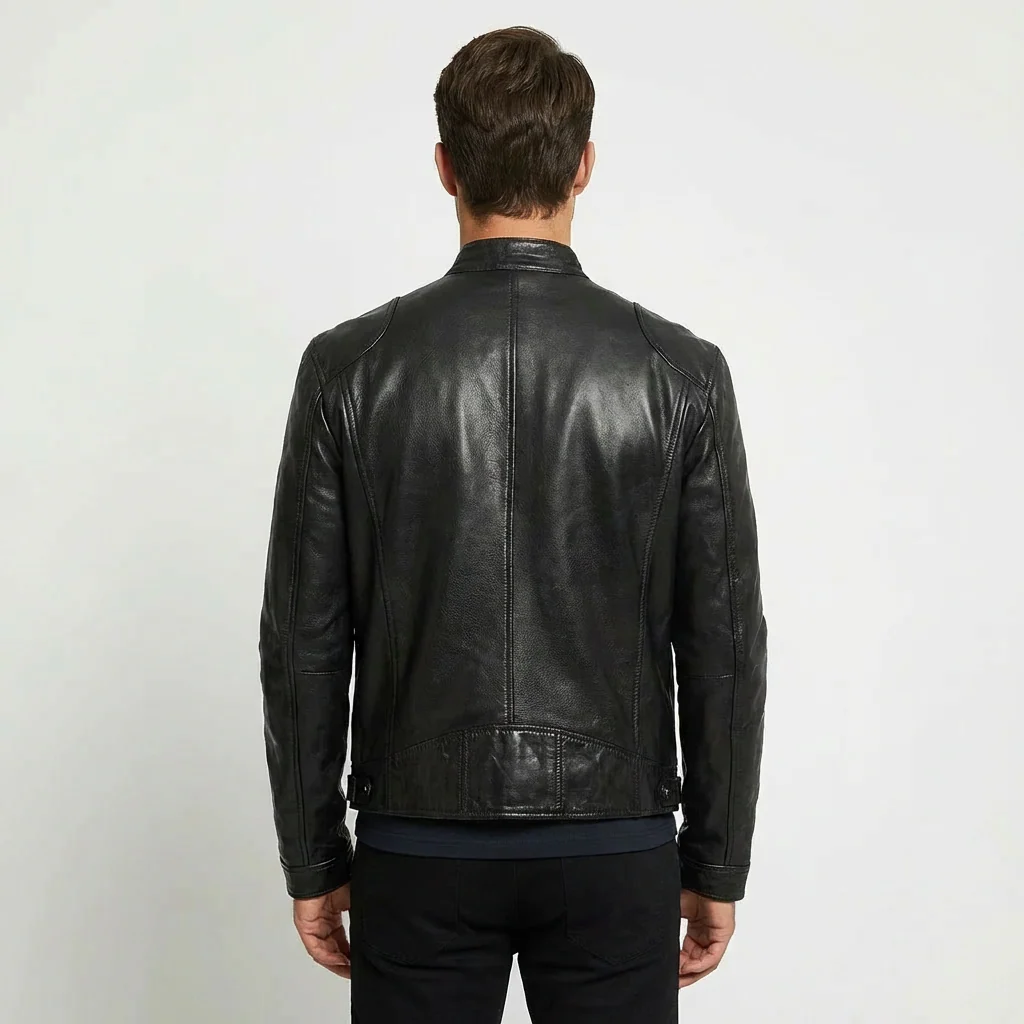 Samuel | Men’s Stylish Leather Jacket with Zip Front - Image 3
