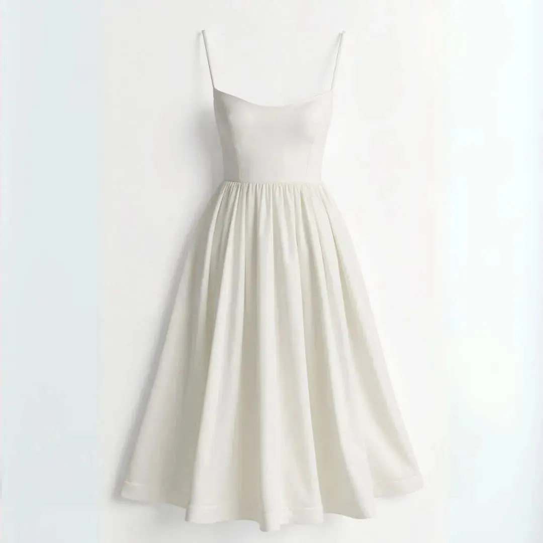 Sarah | Women’s Midi A-Line Summer Dress with Spaghetti Straps - Image 3