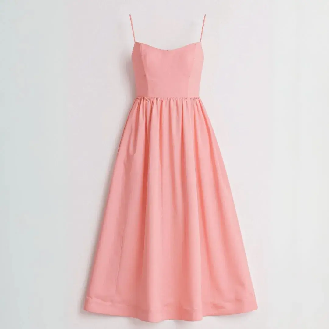 Sarah | Women’s Midi A-Line Summer Dress with Spaghetti Straps - Image 4