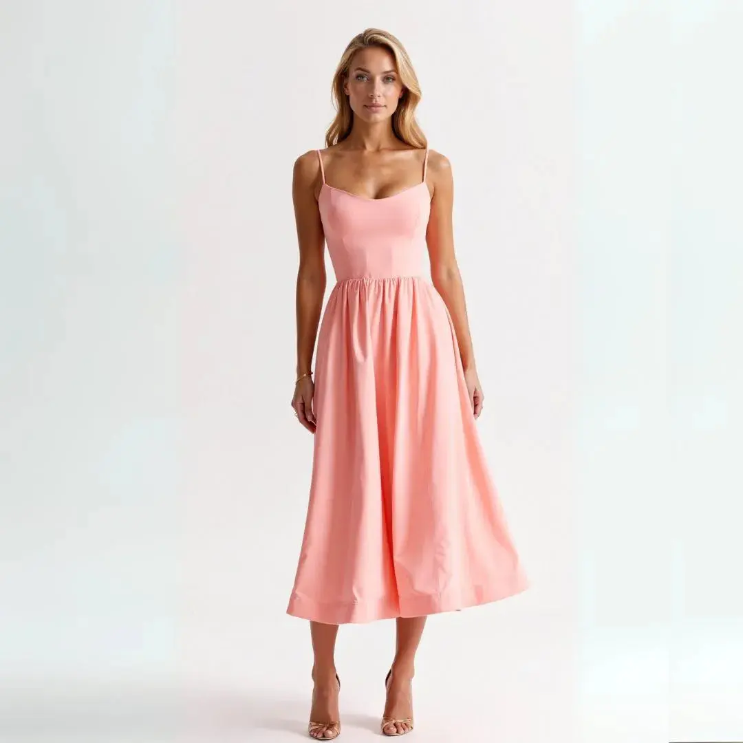 Sarah | Women’s Midi A-Line Summer Dress with Spaghetti Straps - Image 5