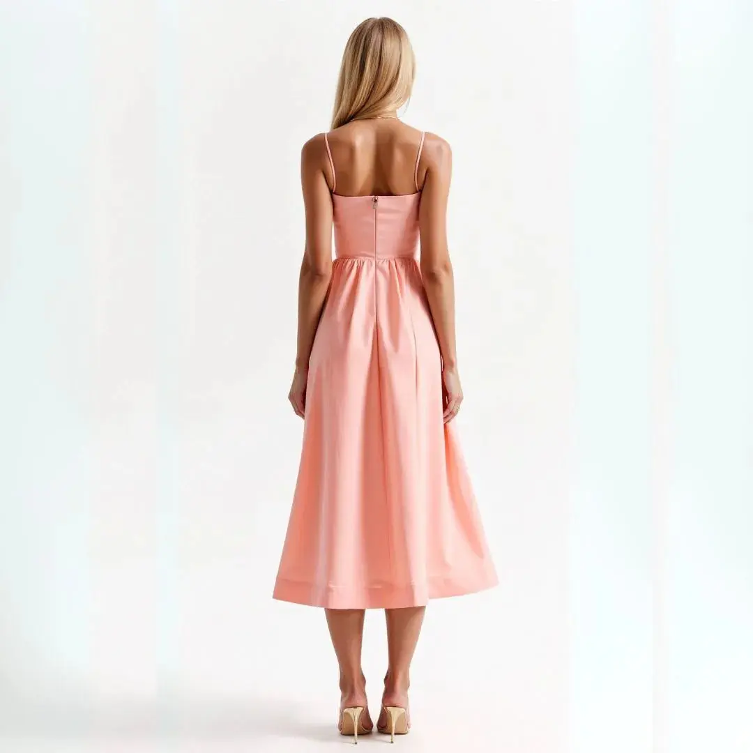 Sarah | Women’s Midi A-Line Summer Dress with Spaghetti Straps - Image 6
