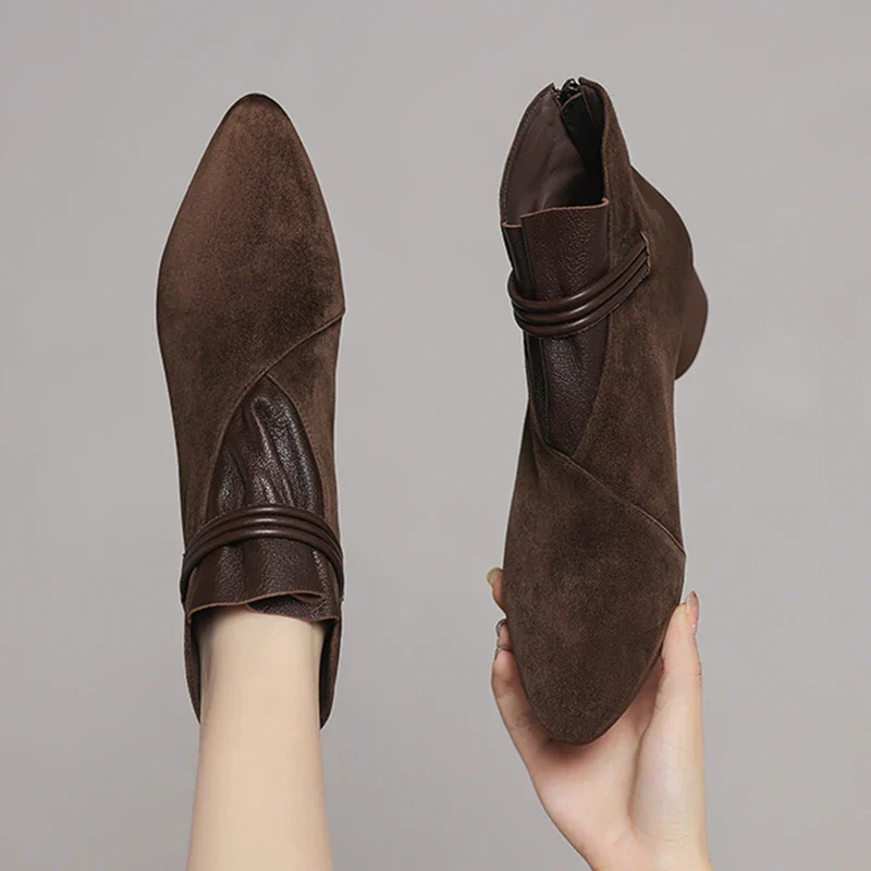 Scarlett | Women’s Stylish Suede Ankle Boots with Wrap Strap - Image 19