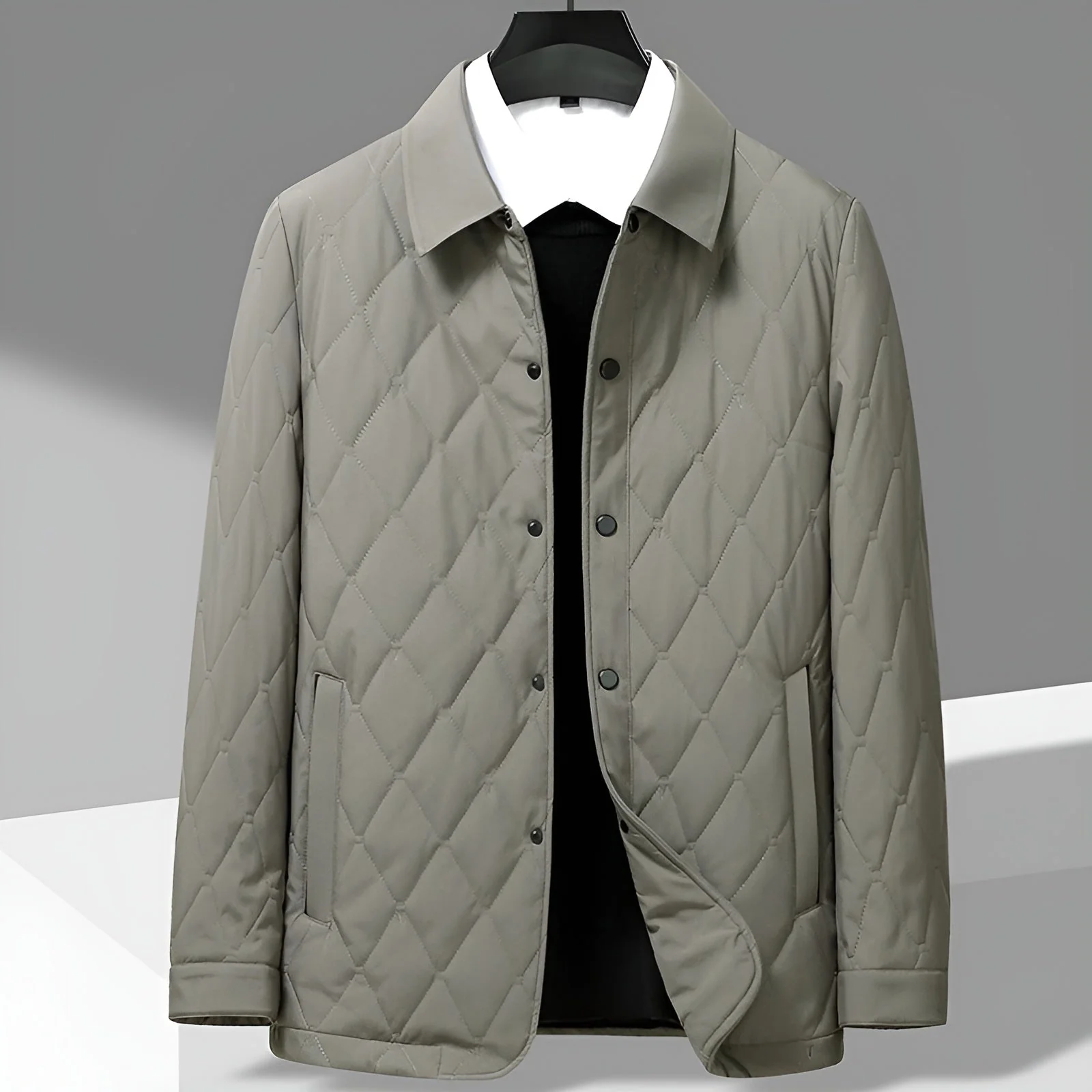 Scott | Men’s Spring Diamond Quilted Jacket with Shirt Collar - Image 3